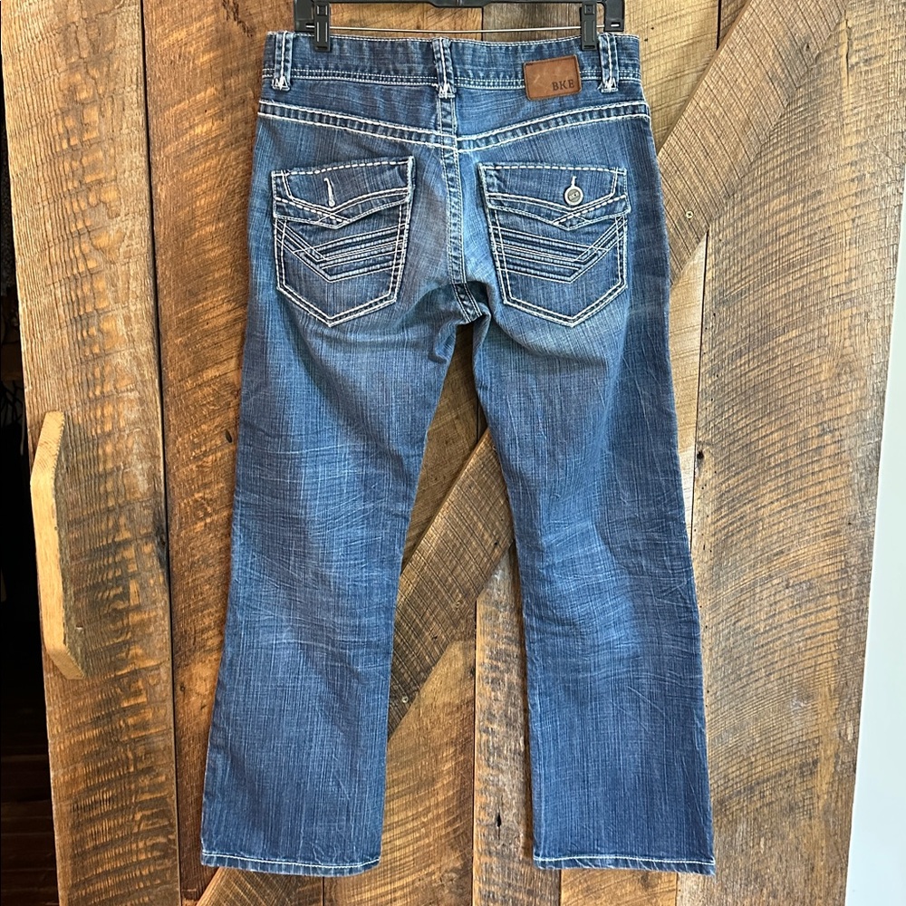 BKE Denim Justin Size 32S 3 Button Fly Flap Back Pockets Bootcut -E4 - Picture 10 of 13